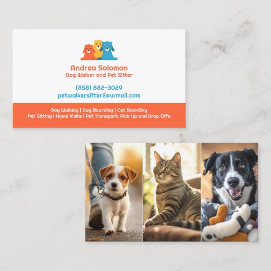 Dog Walking Pet Sitting Boarding Visitekaartje (Voorkant / Achterkant)