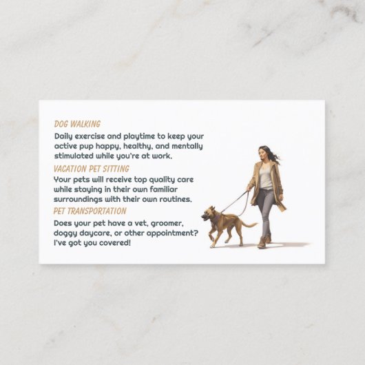 Dog Walking Pet Sitting Boarding Visitekaartje (Achterkant)