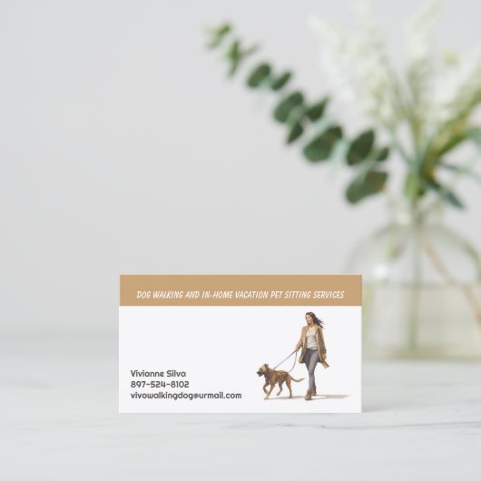 Dog Walking Pet Sitting Boarding Visitekaartje (Staand voorkant)