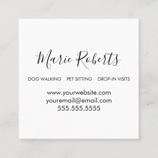 Dog Walking, Pet Sitting, Cat Care, Boarding Vierkante Visitekaartje (Achterkant)