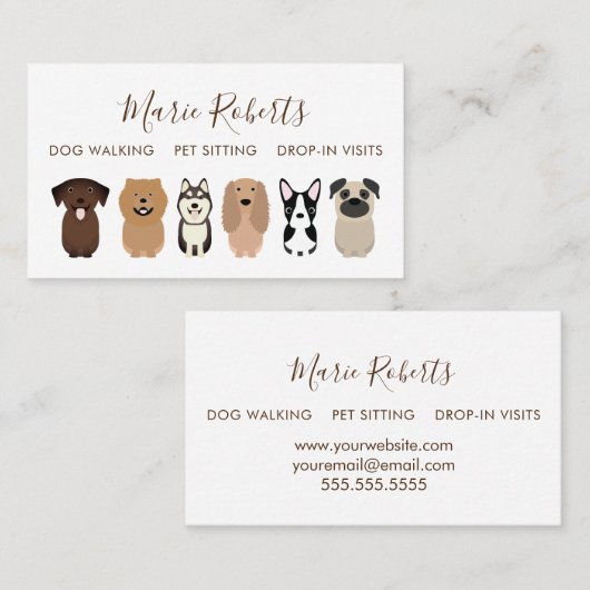 Dog Walking, Pet Sitting, Cat Care, Boarding Visitekaartje (Voorkant / Achterkant)