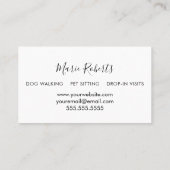 Dog Walking, Pet Sitting, Cat Care, Boarding Visitekaartje (Achterkant)