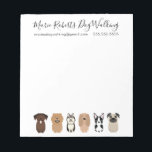 Dog Walking, Pet Sitting, Dog Boarding, Drop in Notitieblok<br><div class="desc">Laat uw klanten notities over hun huisdieren op deze gepersonaliseerde notebooks plaatsen. De ingebouwde merknaam zorgt ervoor dat ze je bellen telkens als ze de zorg voor hun vrienden nodig hebben.</div>