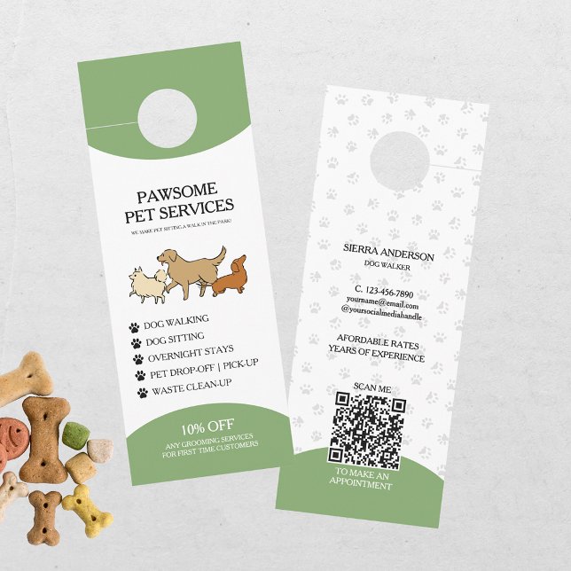 Dog Walking Pet Sitting QR Code Deurhanger (Creator heeft geüpload)