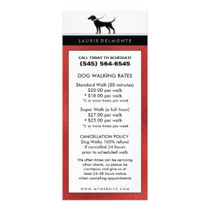 Dog Walking & Pet Sitting Red & Black Rack Card Reclamekaart