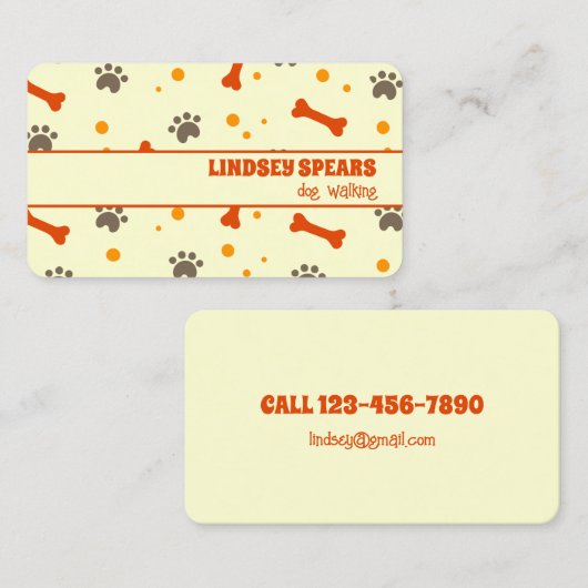 Dog Walking Pet Sitting Services Visitekaartje (Voorkant / Achterkant)