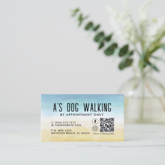 Dog Walking QR Code Foto Visitekaartje (Staand voorkant)