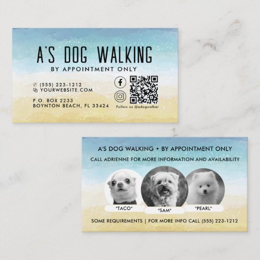Dog Walking QR Code Foto Visitekaartje (Voorkant / Achterkant)