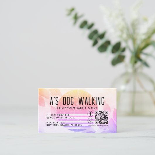 Dog Walking QR Code Foto Visitekaartje (Staand voorkant)