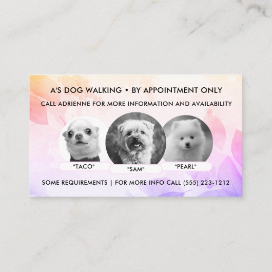 Dog Walking QR Code Foto Visitekaartje (Achterkant)