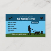 Dog Walking Service Blue | Groen Visitekaartje (Voorkant)