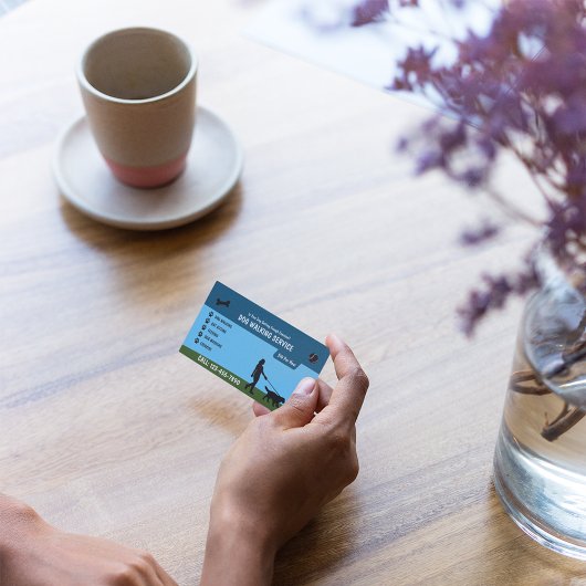 Dog Walking Service Blue | Groen Visitekaartje