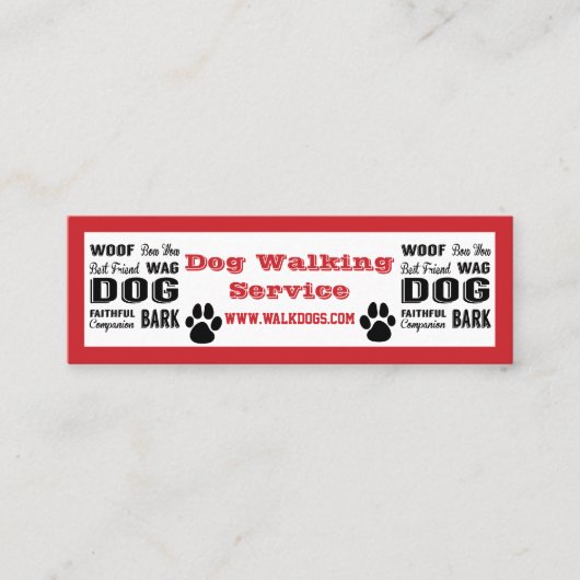 Dog Walking Service Mini Visitekaartje (Voorkant)