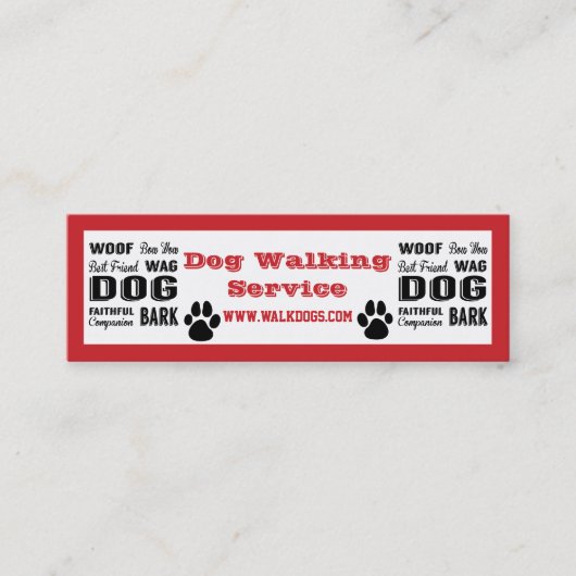 Dog Walking Service Mini Visitekaartje (Voorkant)