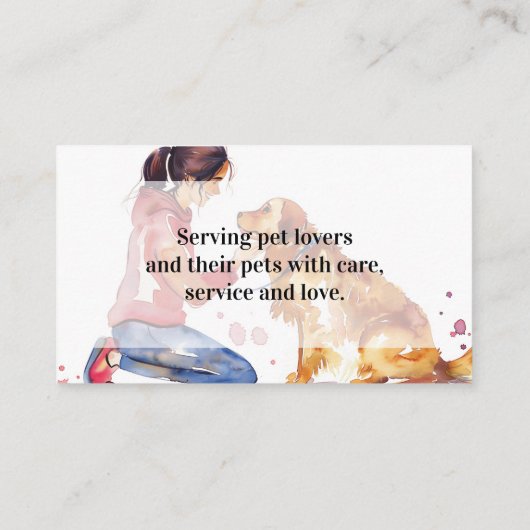 Dog Walking Service Pet Care Watercolor Visitekaartje (Achterkant)