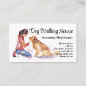 Dog Walking Service Pet Care Watercolor Visitekaartje (Voorkant)