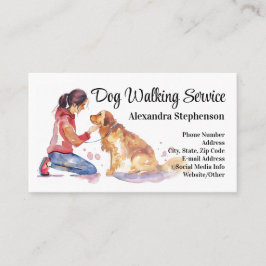 Dog Walking Service Pet Care Watercolor Visitekaartje