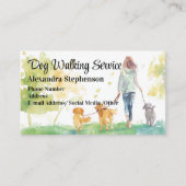 Dog Walking Service Pet Walker Watercolor Visitekaartje (Voorkant)