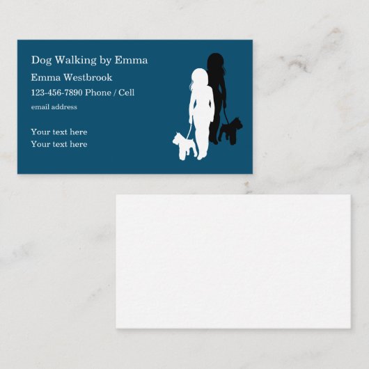 Dog Walking Service Simple Modern Visitekaartje (Voorkant / Achterkant)