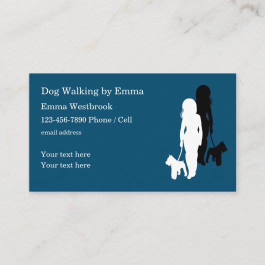 Dog Walking Service Simple Modern Visitekaartje (Voorkant)