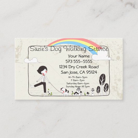 Dog Walking Service Visitekaartje Afsprakenkaartje (Voorkant)