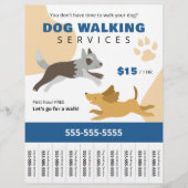 Dog Walking Services Business Tear Off Flyer (Voorkant)