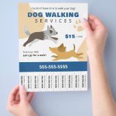 Dog Walking Services Business Tear Off Flyer (Hand)