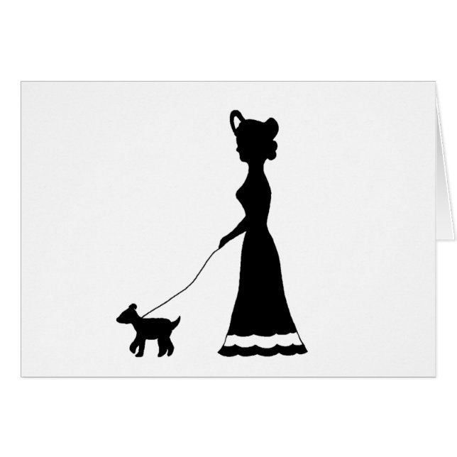 Dog Walking silhouette cards (Voorkant Horizontaal)