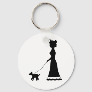 Dog Walking silhouette sleutelhanger