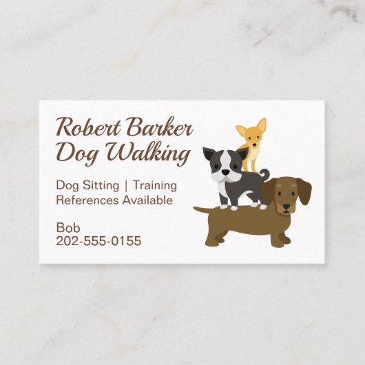 Dog Walking Training Groomer Visitekaartje (Voorkant)