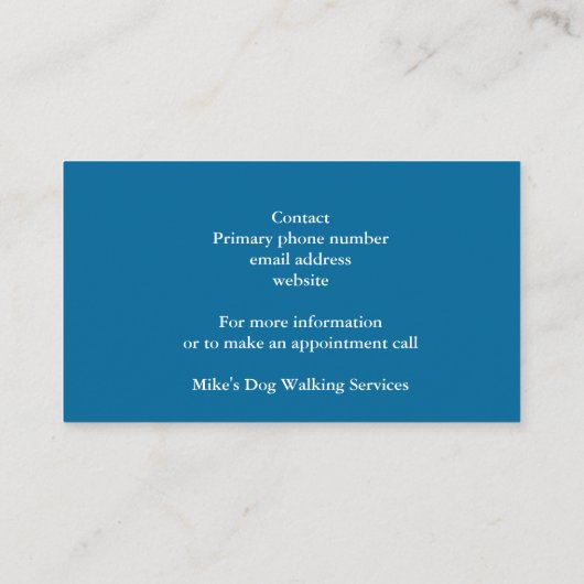 Dog Walking Visitekaartje (Achterkant)