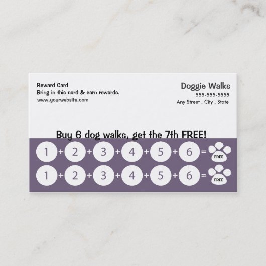 Dog Walking Visitekaartje Loyalty Card (Voorkant)