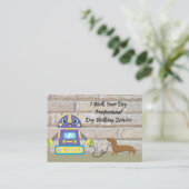 Dog Walking Visitekaartje met Robot & Dog (Staand voorkant)