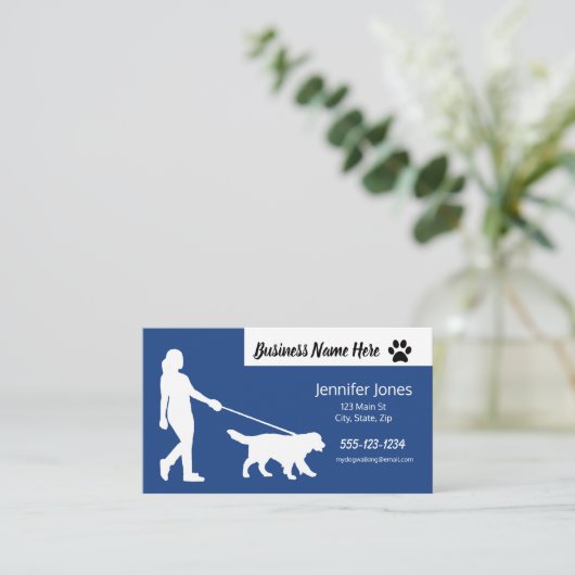 Dog Walking Visitekaartjes met planning (Staand voorkant)