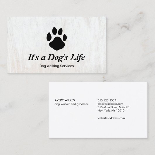 Dog Walking Walker Paw Visitekaartje (Voorkant / Achterkant)