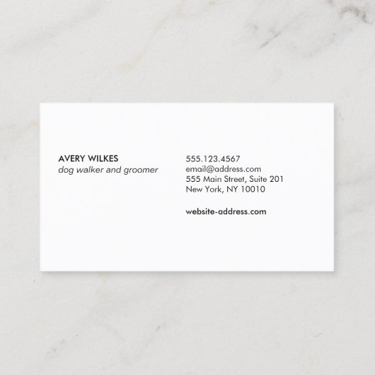 Dog Walking Walker Paw Visitekaartje (Achterkant)