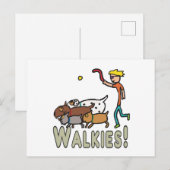 Dog Walking Walkies Briefkaart (Voorkant / Achterkant)