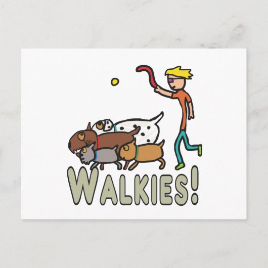 Dog Walking Walkies Briefkaart (Voorkant)