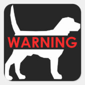 DOG WARNING SQUARE STICKER (Voorkant)