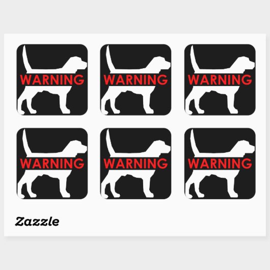 DOG WARNING SQUARE STICKER (Vel)