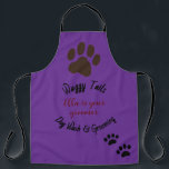 Dog Wash & Groomer Gepersonaliseerd Schort<br><div class="desc">Dog Wash en Groomer Schort. Grote poot en twee kleinere pootjes aan de onderkant. Bewerkbaar.  tekst en naam.</div>
