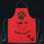 Dog Wash & Groomer Gepersonaliseerd Schort<br><div class="desc">Dog Wash en Groomer Schort. Grote poot en twee kleinere pootjes aan de onderkant. Bewerkbaar.  tekst en naam.</div>