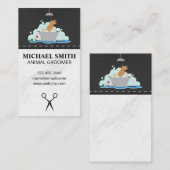 Dog Wash Pet Grooming Dog Icon Visitekaartje (Voorkant / Achterkant)