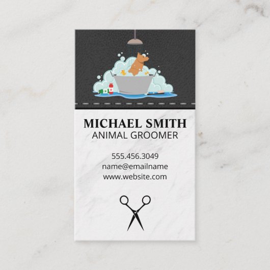 Dog Wash Pet Grooming Dog Icon Visitekaartje (Voorkant)