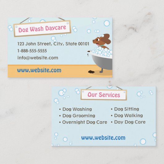 Dog Wash Pet Kinderopvang Visitekaartje (Voorkant / Achterkant)