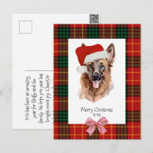 Dog Waterverf Duitse herder Plaid Christmas Briefkaart (Voorkant / Achterkant)