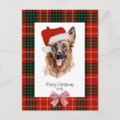 Dog Waterverf Duitse herder Plaid Christmas Briefkaart (Voorkant)