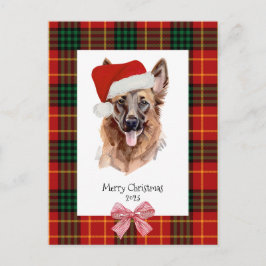 Dog Waterverf Duitse herder Plaid Christmas Briefkaart