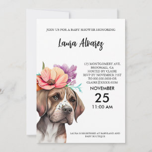 Dog Waterverf Flowers Baby shower Kaart