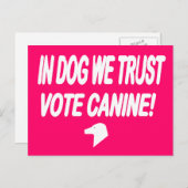 Dog We vertrouwen op Stemhond met Witte Tekst Brie Briefkaart (Voorkant / Achterkant)